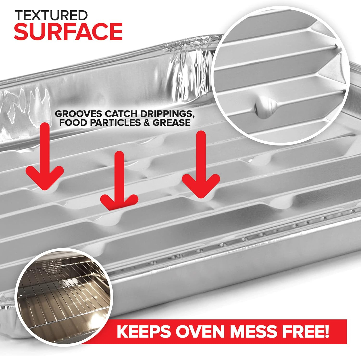 Disposable Aluminum Foil Broiler Pans (10 Pack) - Broiler Drip Pans for Oven - Durable Broiling Pans with Ribbed Bottom Surface for BBQ Grill Like Texture - 13x9 Inch Broiler Pan