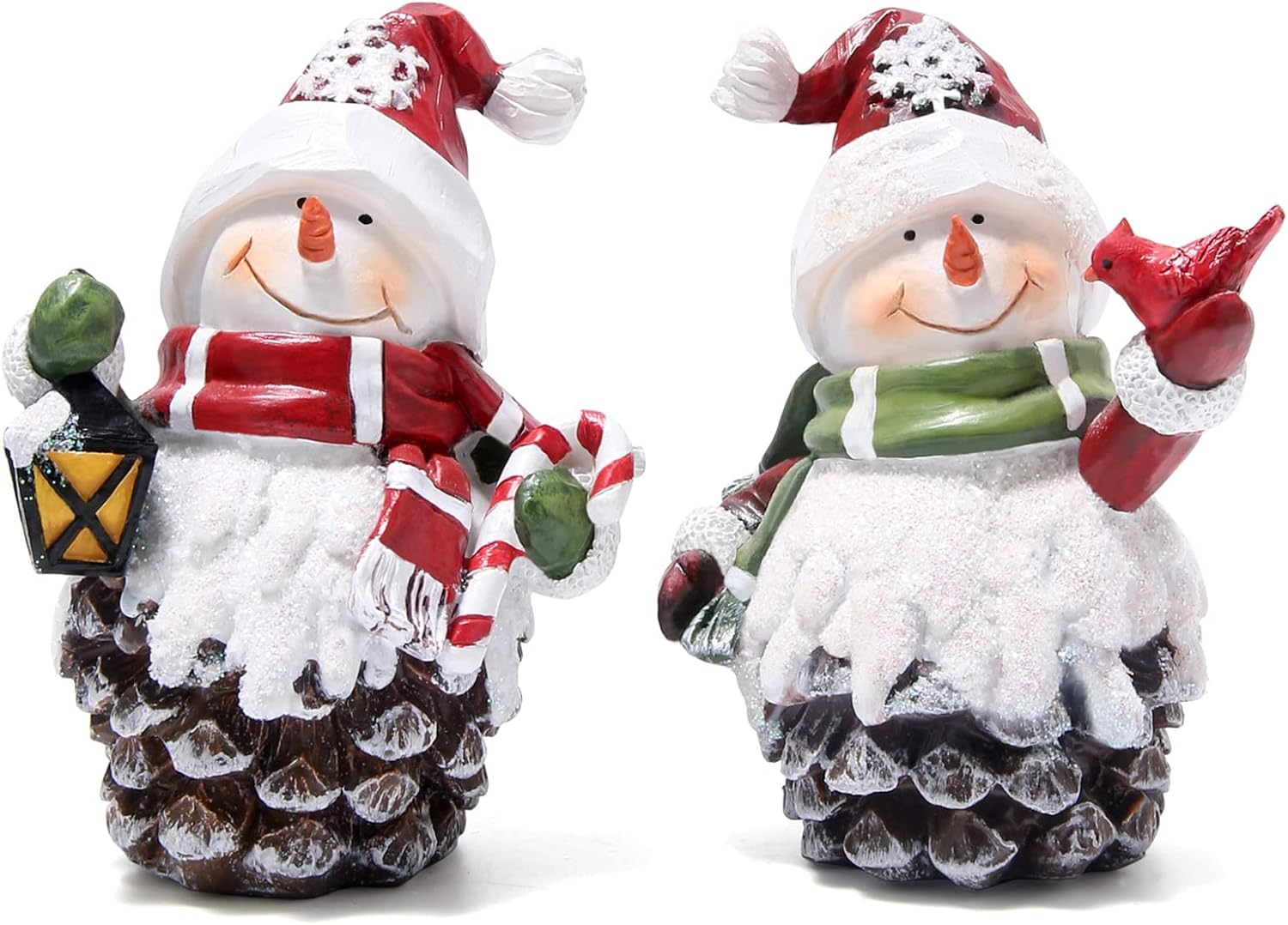 Hodao Christmas Snowman Decorations Indoor Home Decor Christmas Snowman Figurines Table Decorations Cute Christmas Snowman Gifts Handmade Resin Winter Indoor Decorations