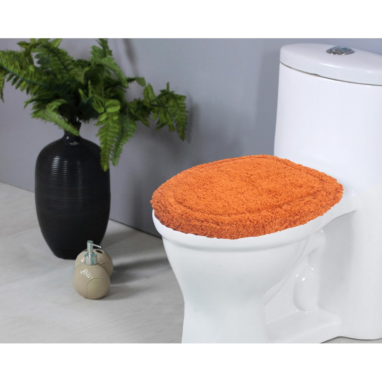 Home Weavers Inc Home Weavers WaterFord Collection Cotton Soft, Water Absorbent Toilet Seat Lid Cover, Machine Washable 18"x18" Toilet Lid Cover