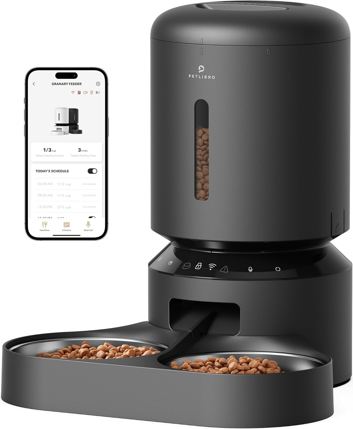 PETLIBRO Automatic Cat Feeder, WiFi Connected, Adjustable Meal Splitter, Fresh Food Storage, Multiple Pet Use, Stainless Steel