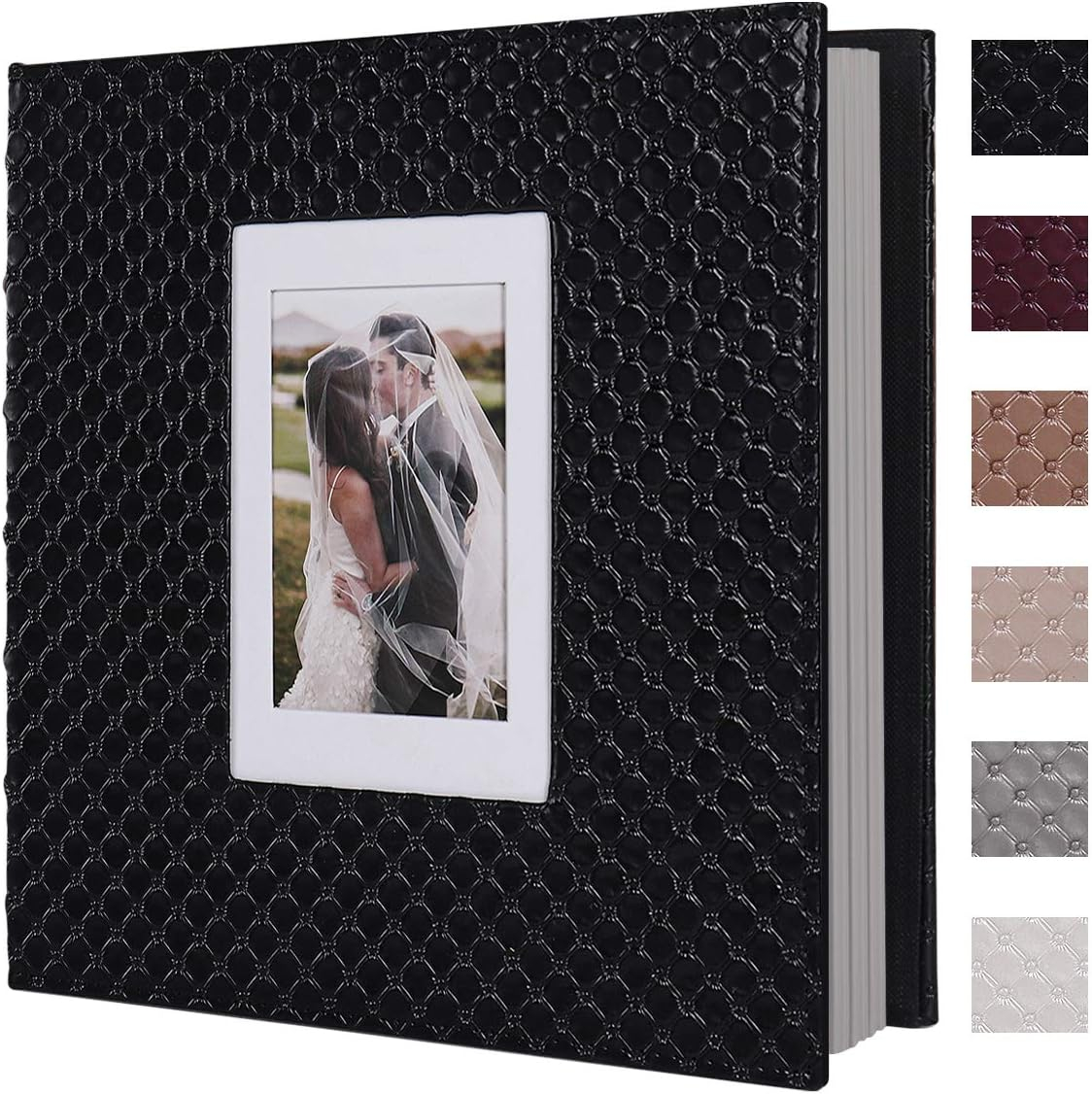 RECUTMS 60 Pages Picture Album Self Adhesive 4x6 5x7 8x10 Leather Cover DIY Magnetic Scrapbook Suitable Family Wedding Picture Albums Photo (Red Wine)