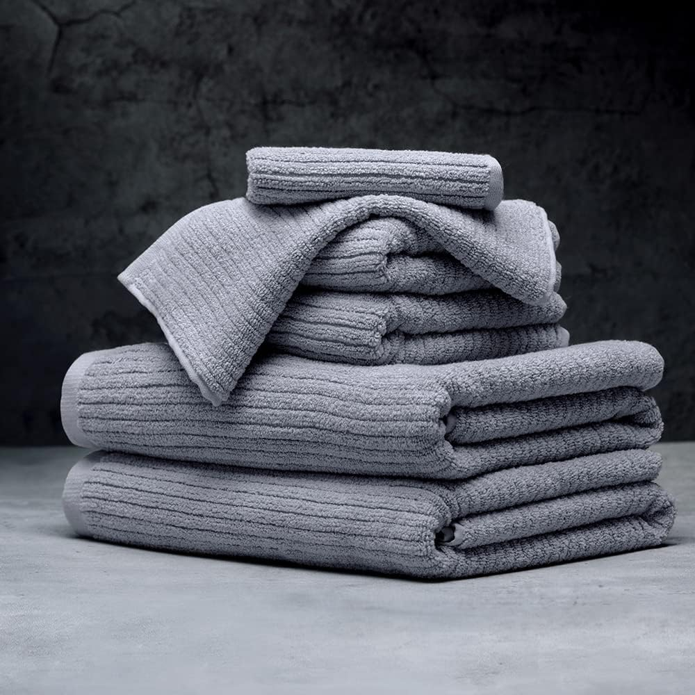Pebble Gray 6-Piece Cotton Microfiber Bath Towel Set