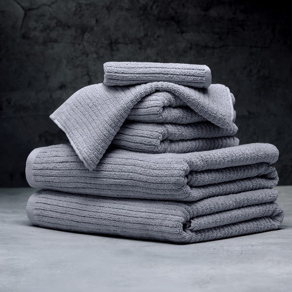 Pebble Gray 6-Piece Cotton Microfiber Bath Towel Set
