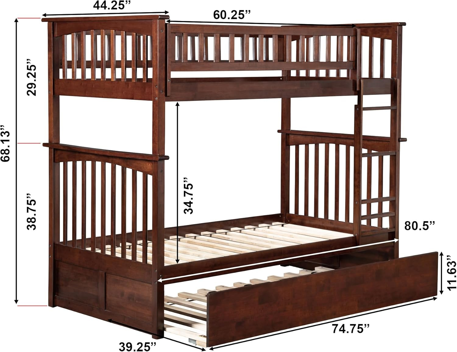 Columbia Bunk Bed Twin over Twin in Multiple Colors and Configurations