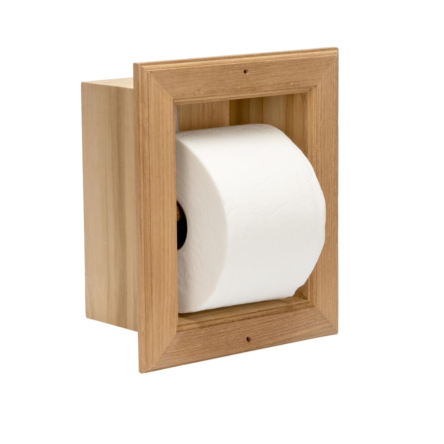 Teak Recessed Toilet Paper Holder - 8-3/4" L x 7-1/2" W x 4" D