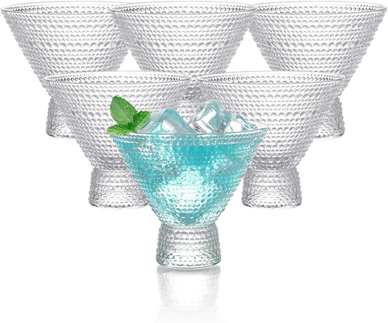 Stemless Vintage Martini Glasses 8Oz Set Of 6 Cute Vintage Cocktail Cups With Hobnail Design, Stemless Margarita And Champagne Glasses For Parties, Home Entertaining, Bar Gifts, Clear