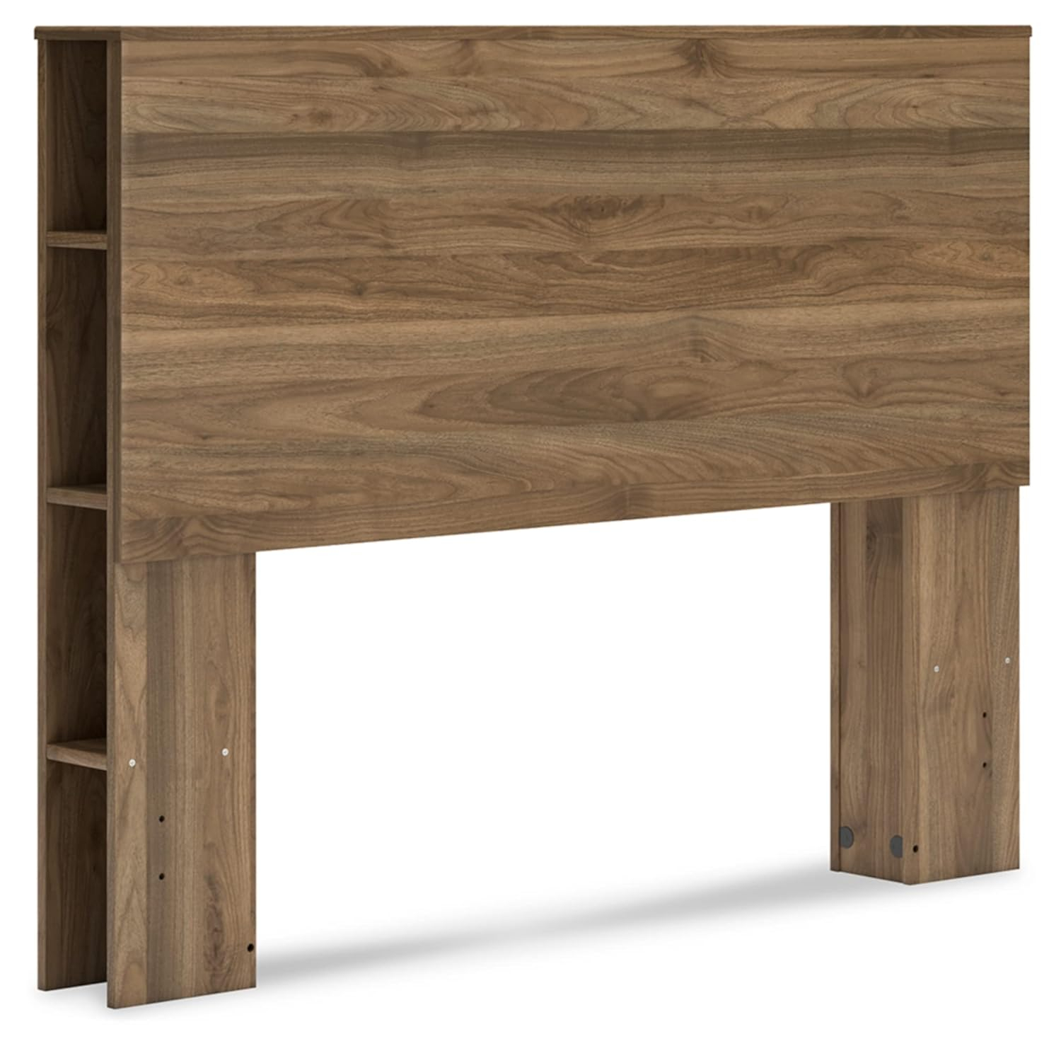 Full Brown Wood Bookcase Headboard with Storage