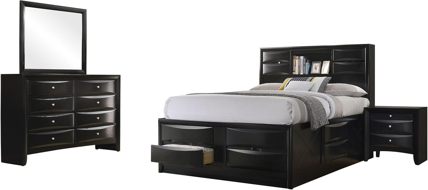 Briana Storage Bedroom Set with Bookcase Headboard Black