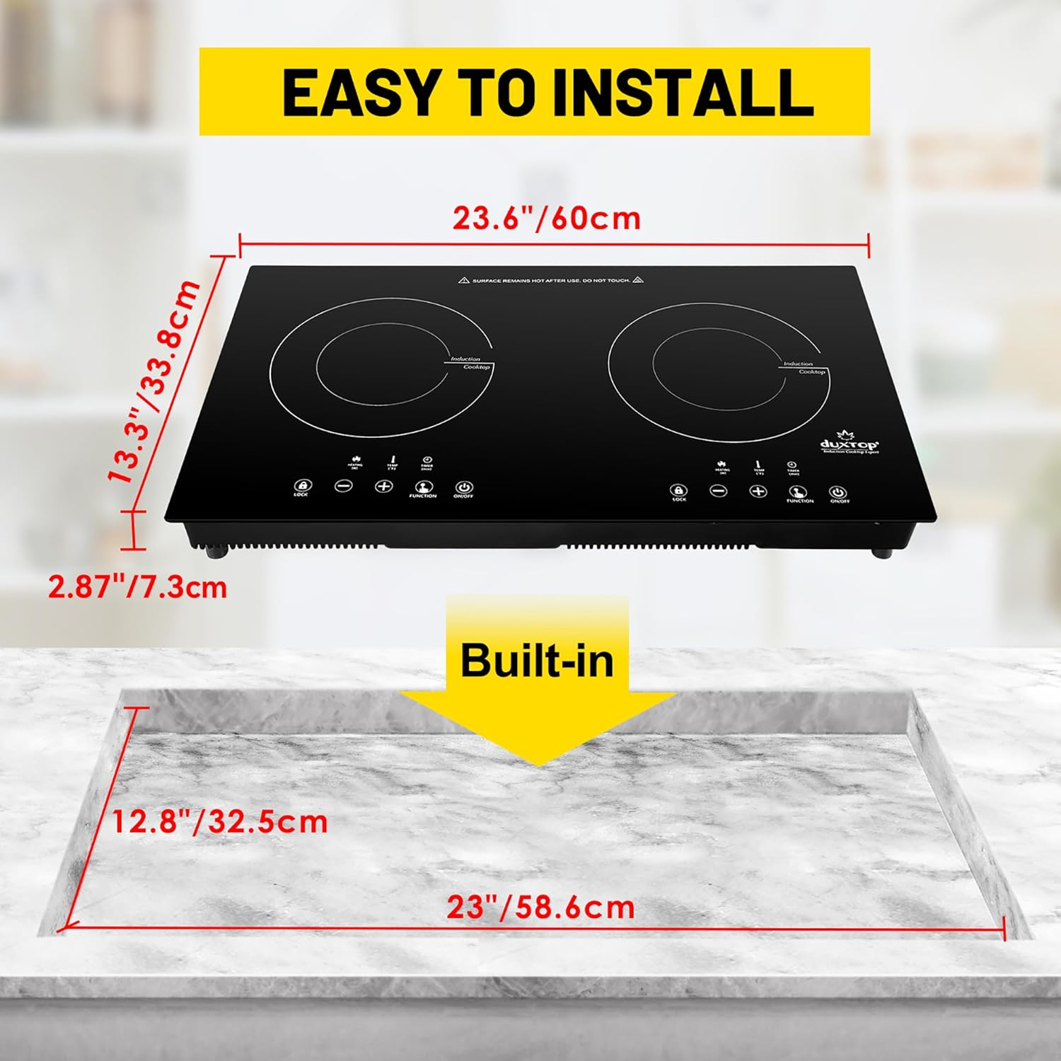 Duxtop Black Glass Portable Induction Cooktop with Touch Controls