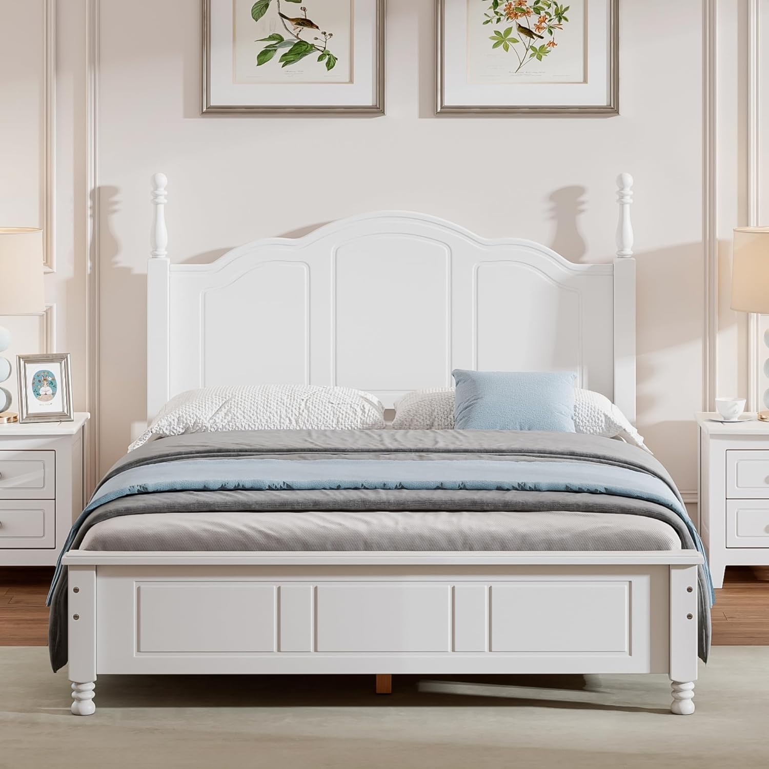 Harper & Bright Designs Bedroom Set Furniture, 3-Pieces Bedroom Sets, Full Size Wood Platform Bed and 2 Nightstands, White
