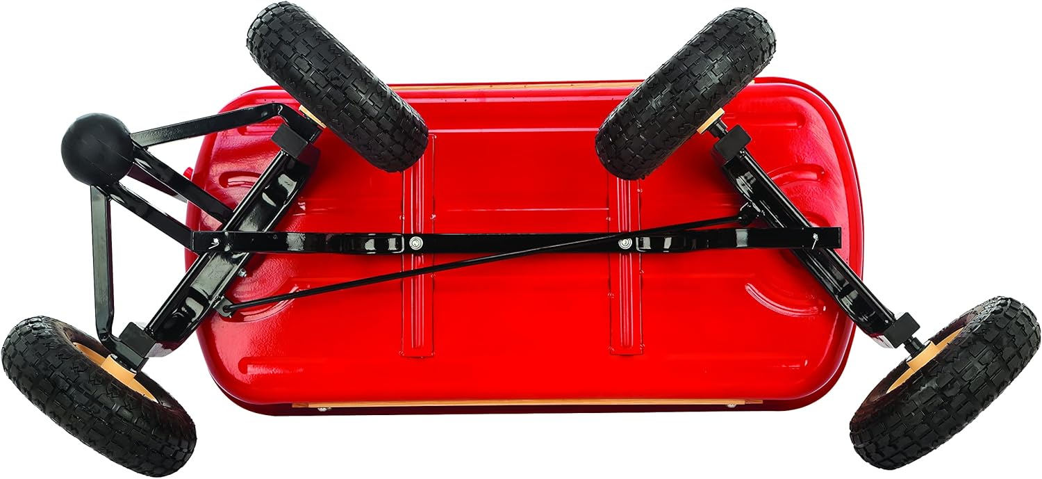 Schwinn Red Alloy Steel and Wood Quad Steer Wagon
