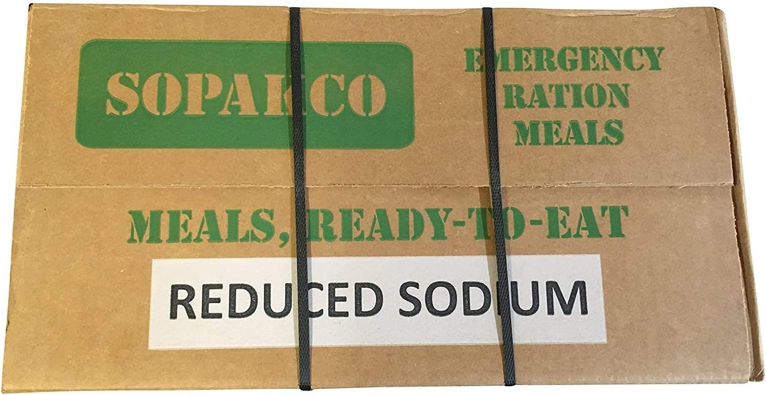 Case of 14 SOPAKCO MRE Reduced Sodium Emergency Ration Meals - Ready to Eat Factory Sealed and Banded 7020 01/22