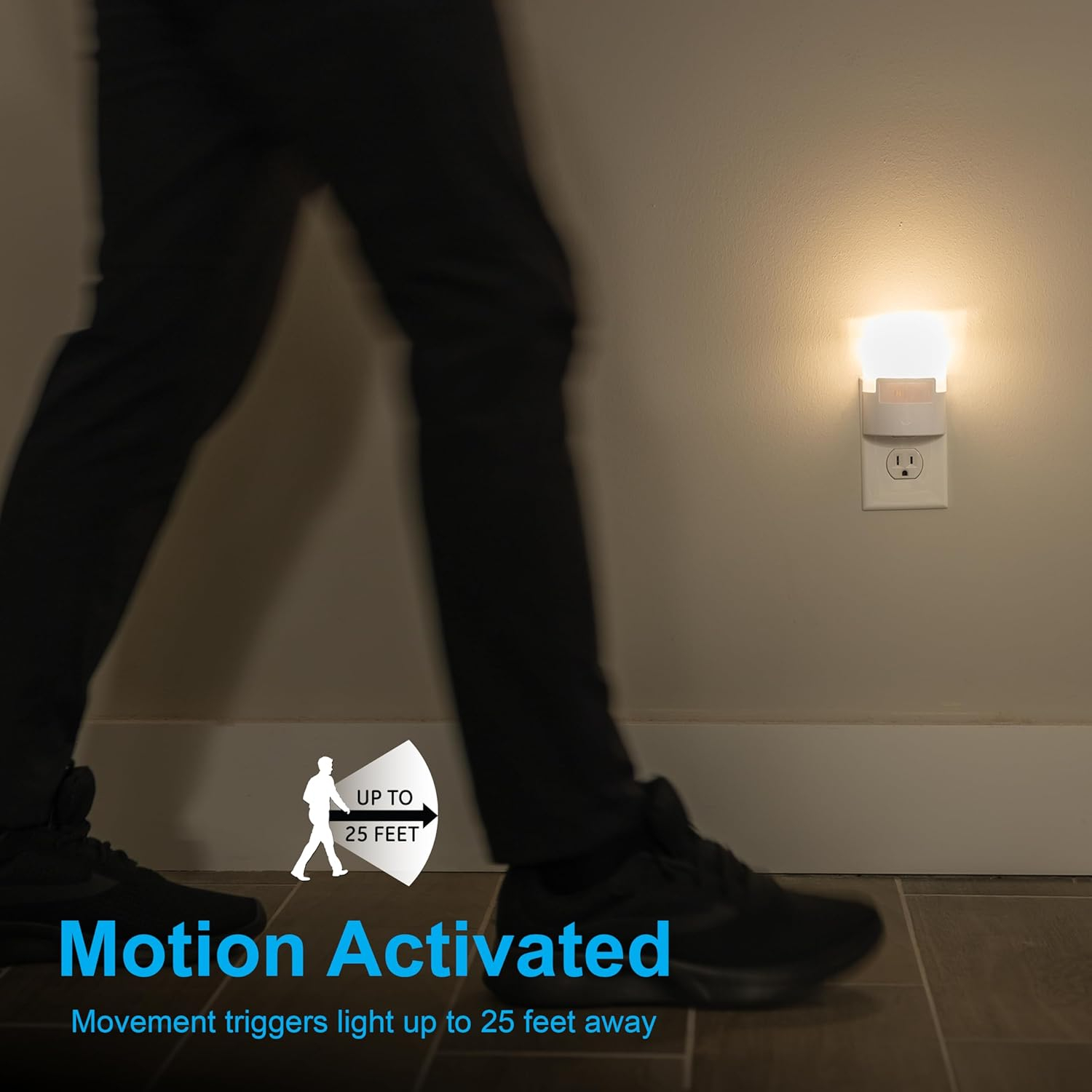 GE Motion Activated Soft White LED Night Lights, 2 Pack, Plug in, 3.63 in, 46632-P1