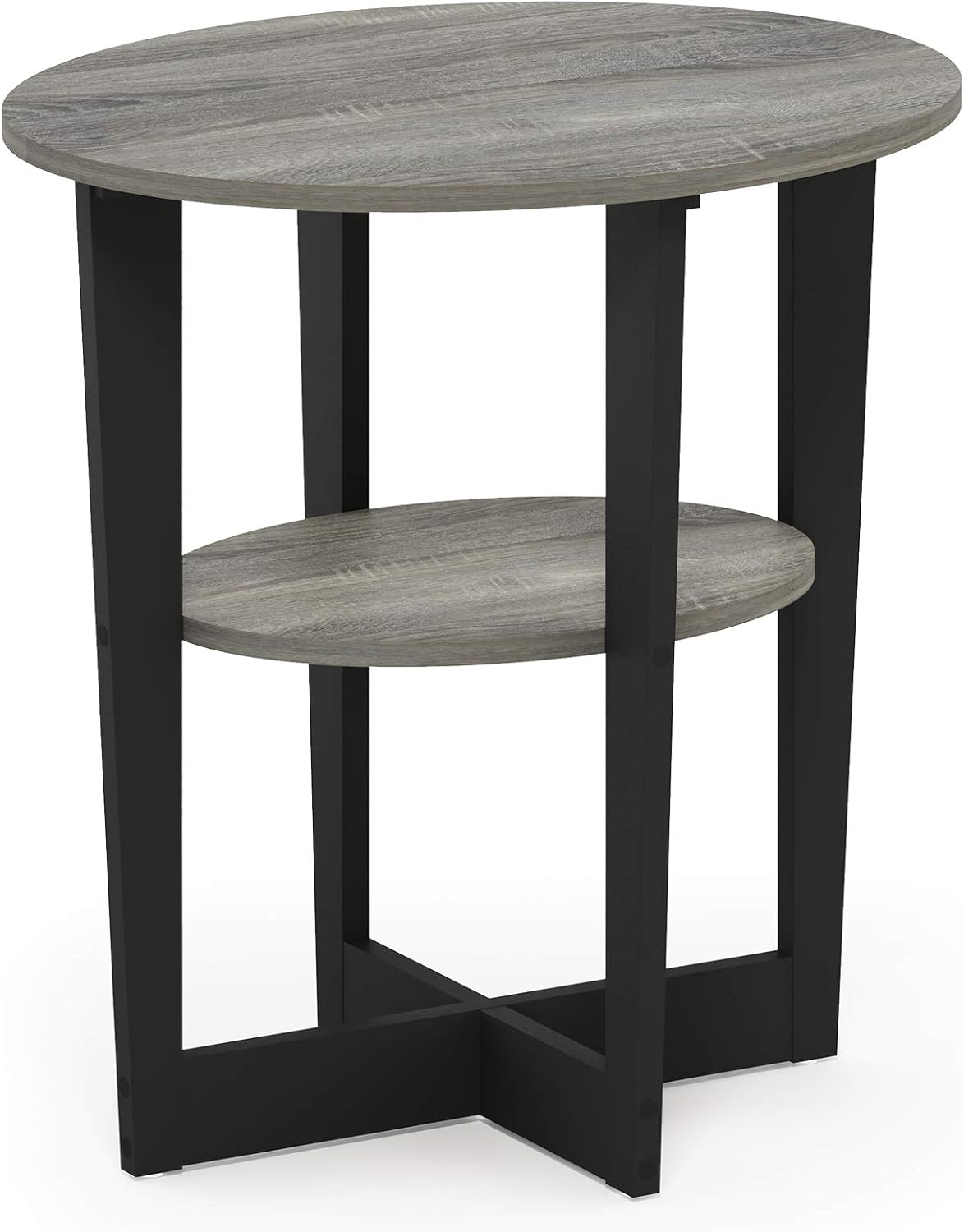 JAYA Oval End Table, French Oak Grey & Black