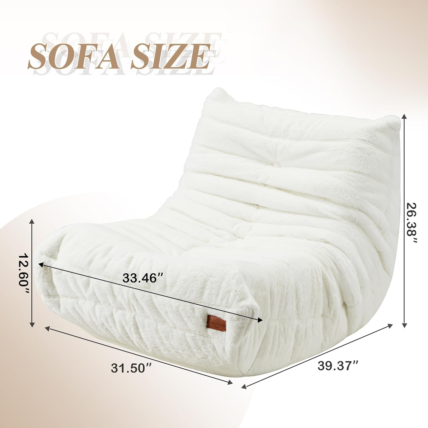 Bean Bag Chair Big Sofa Beanbag Chair for Adults Fireside Chair Bean Bag Lounger with Memory Foam Filled for Home,Apartment or Gaming Venue (White Plush)