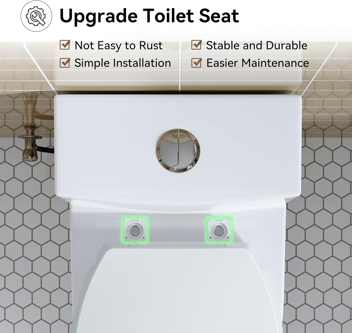 HOROW T0338W One Piece Toilet 10" Rough-in, Elongated Toilet with Comfortable Seat Height, ADA Chair Height 17.3", Dual Flush 0.8/1.28 GPF & MAP 1000g, Standard White Toilet Bowl, Space Saver Design