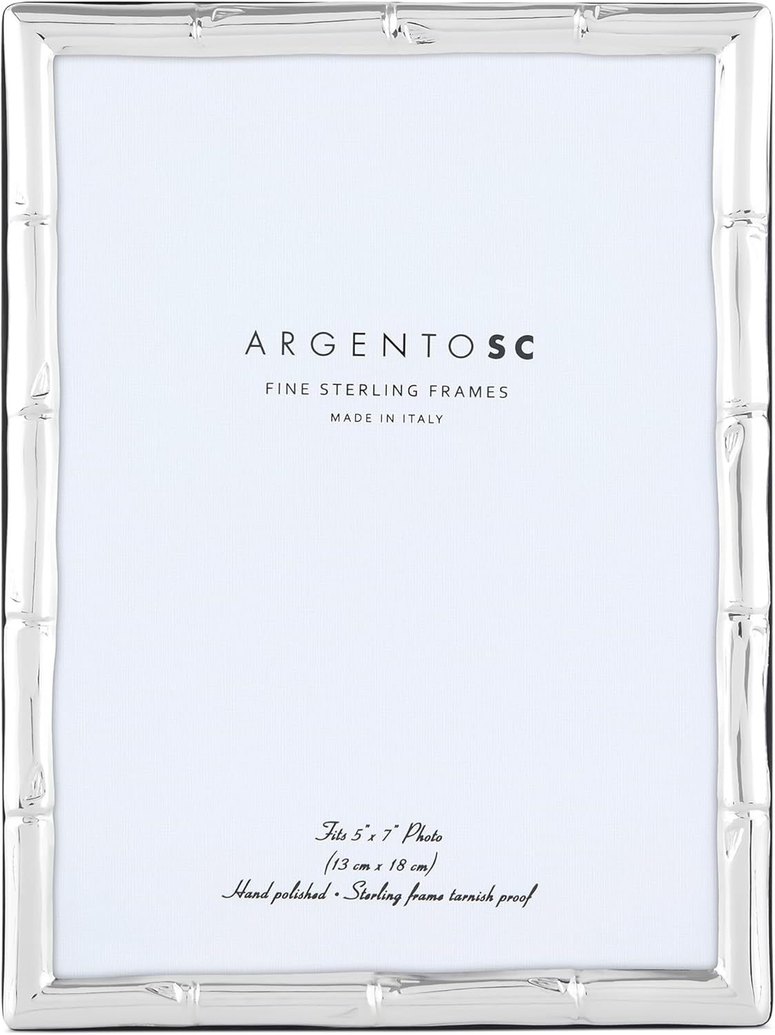 Bamboo Sterling Silver Picture Frames - Handmade in Italy, Tarnish-free, Silver Picture Frame with Dual Easel for Portrait & Landscape Display, Exceptional Gift for Any Occasion (4X6)