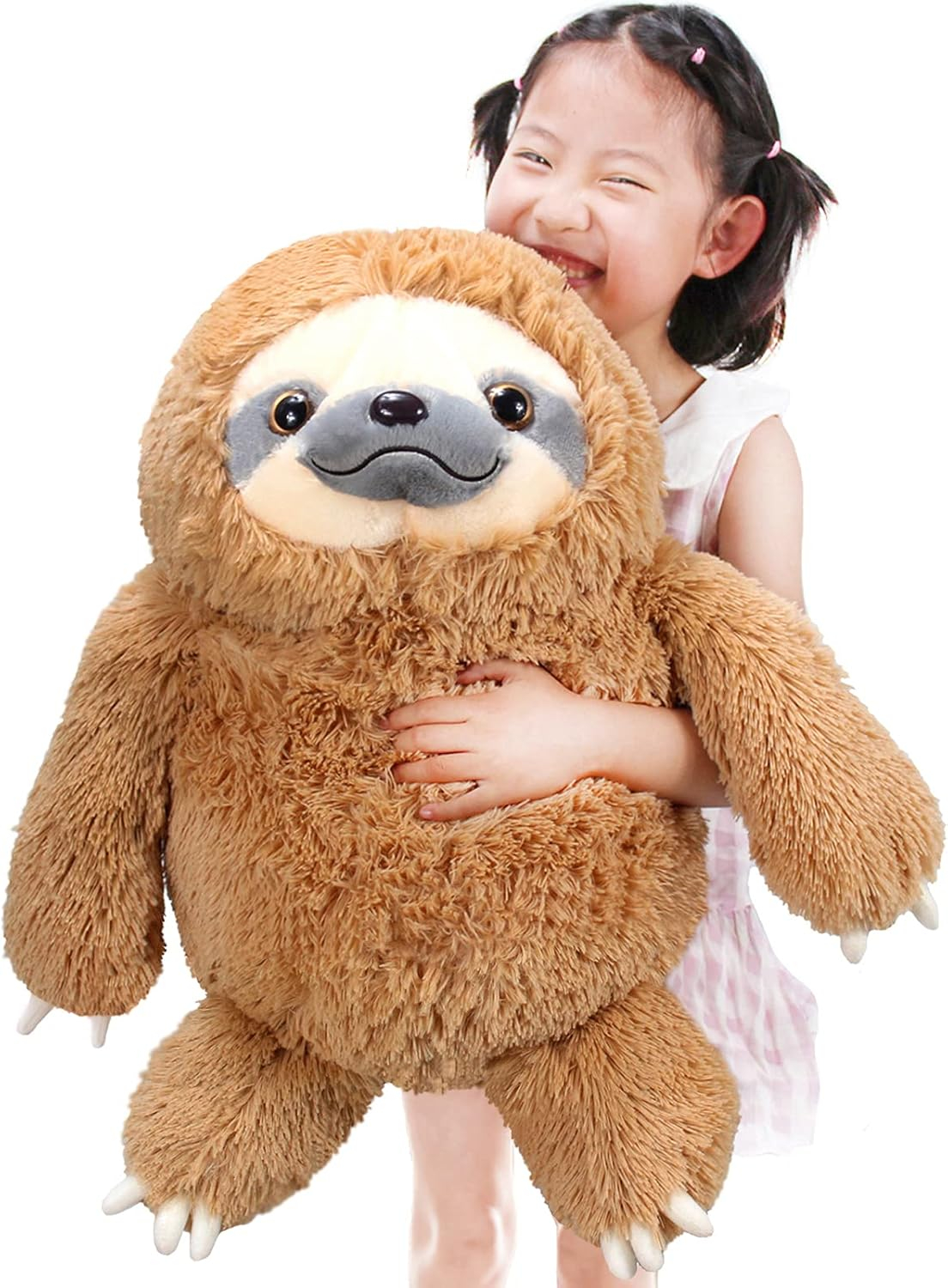 Winsterch Fluffy Sloth Stuffed Animal Toy ,Large Stuffed Sloth Plush Sloth Toy Kids Birthday Gifts (20 Inches, Brown)