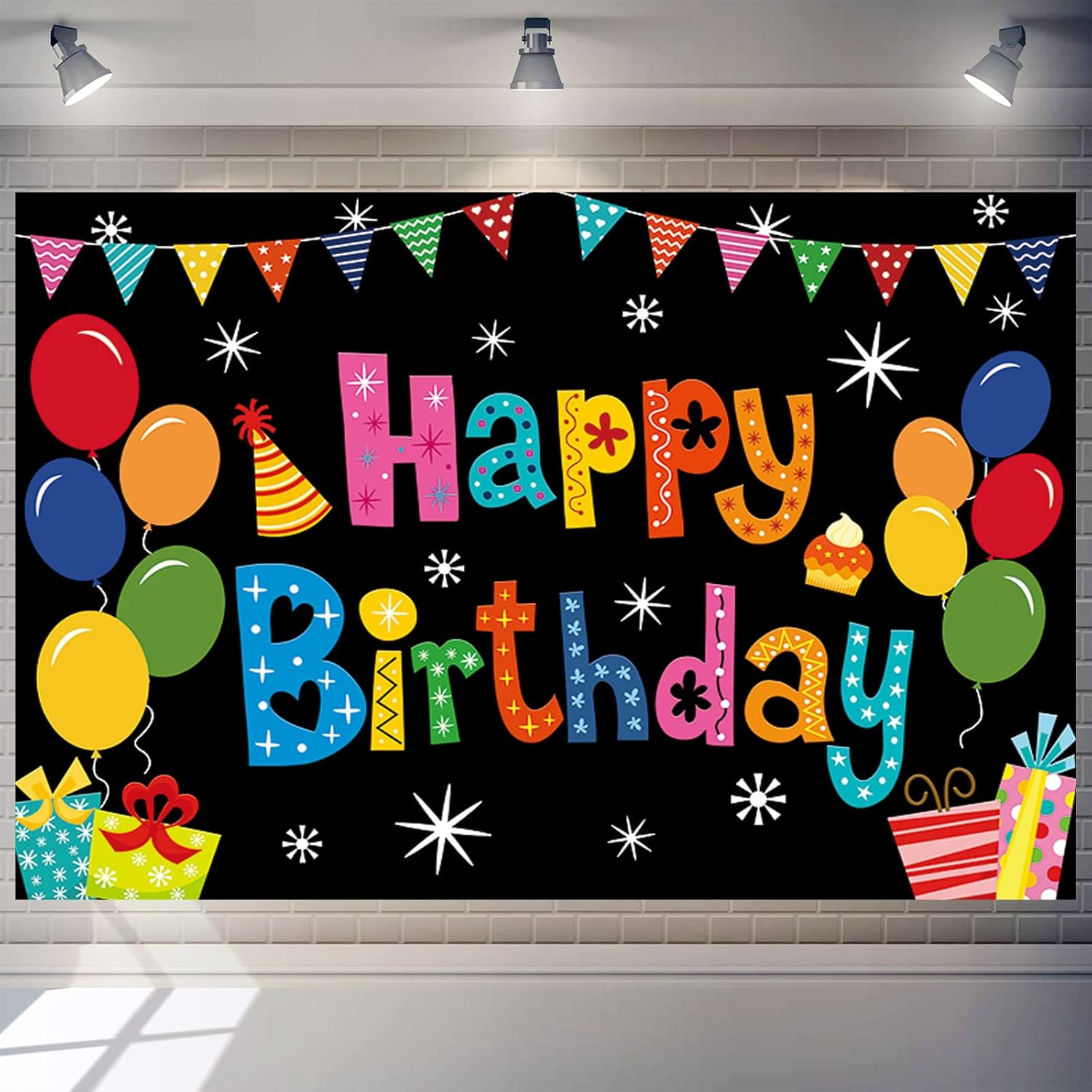 Happy Birthday Backdrop Banner Colorful Party Decor Large Yard Sign Background for Boys Girls Baby Shower Decorations Indoor Outdoor Photo Props Supplies 5x3ft