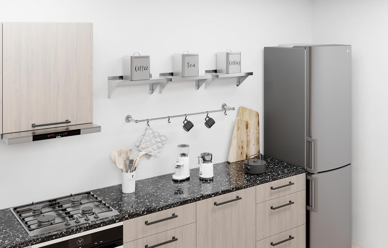 16" Stainless Steel Wall Shelf with Square Edge