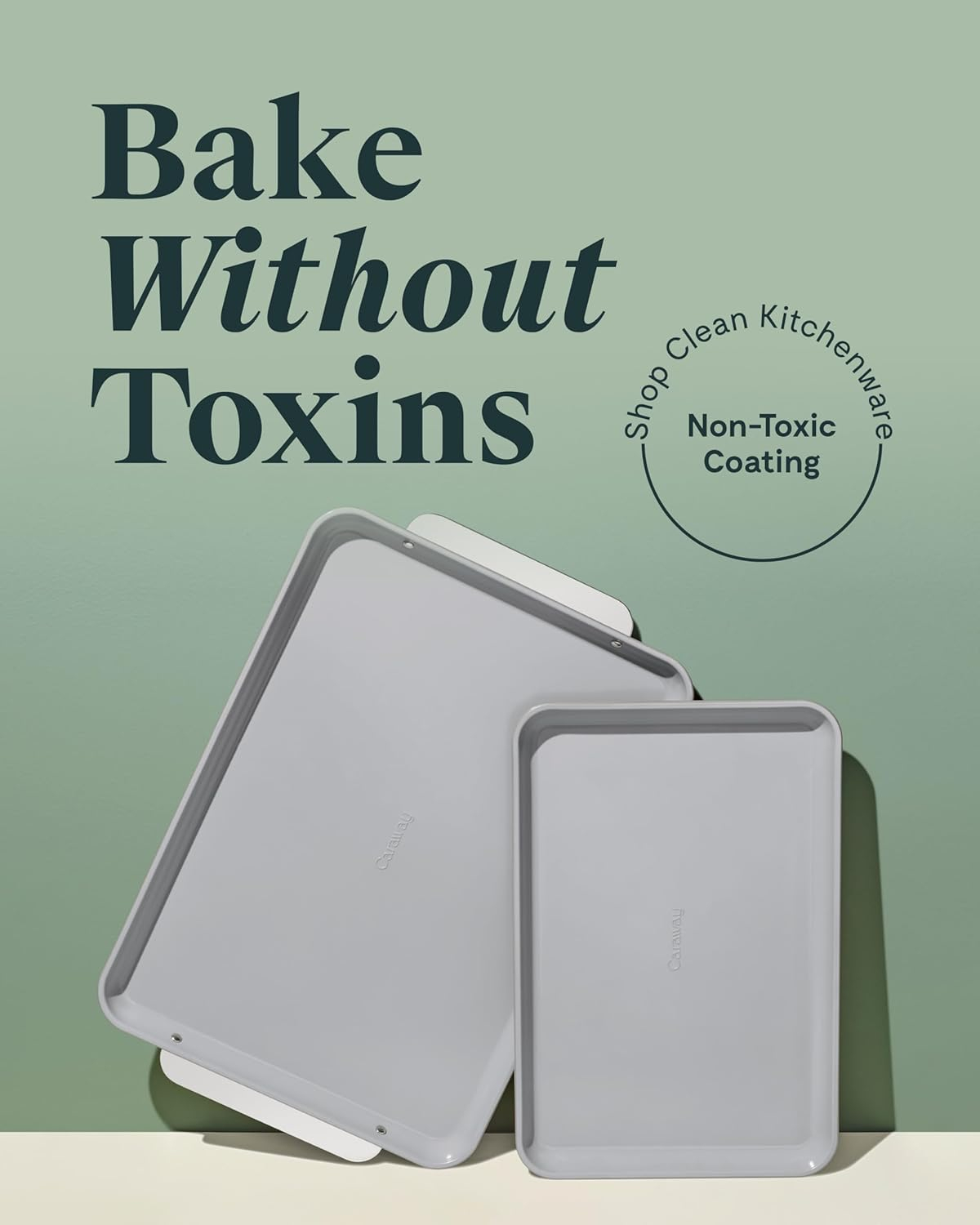 Caraway Non-Stick Ceramic Baking Sheet Duo - Naturally Slick Ceramic Coating - Non-Toxic, PTFE & PFOA Free - 18 x 13" Large & 15 x 10" Medium - White