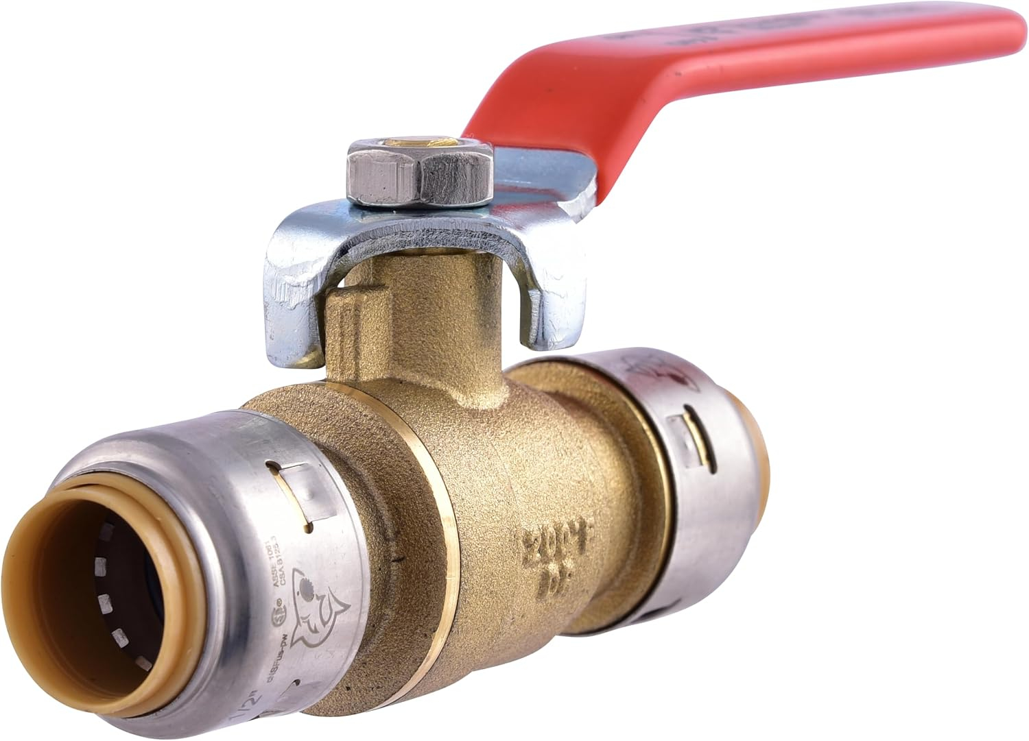 SharkBite Max 1/2 Inch Ball Valve, Push to Connect Brass Plumbing Fitting, Water Shut Off, PEX Pipe, Copper, CPVC, PE-RT, HDPE, UR22222A