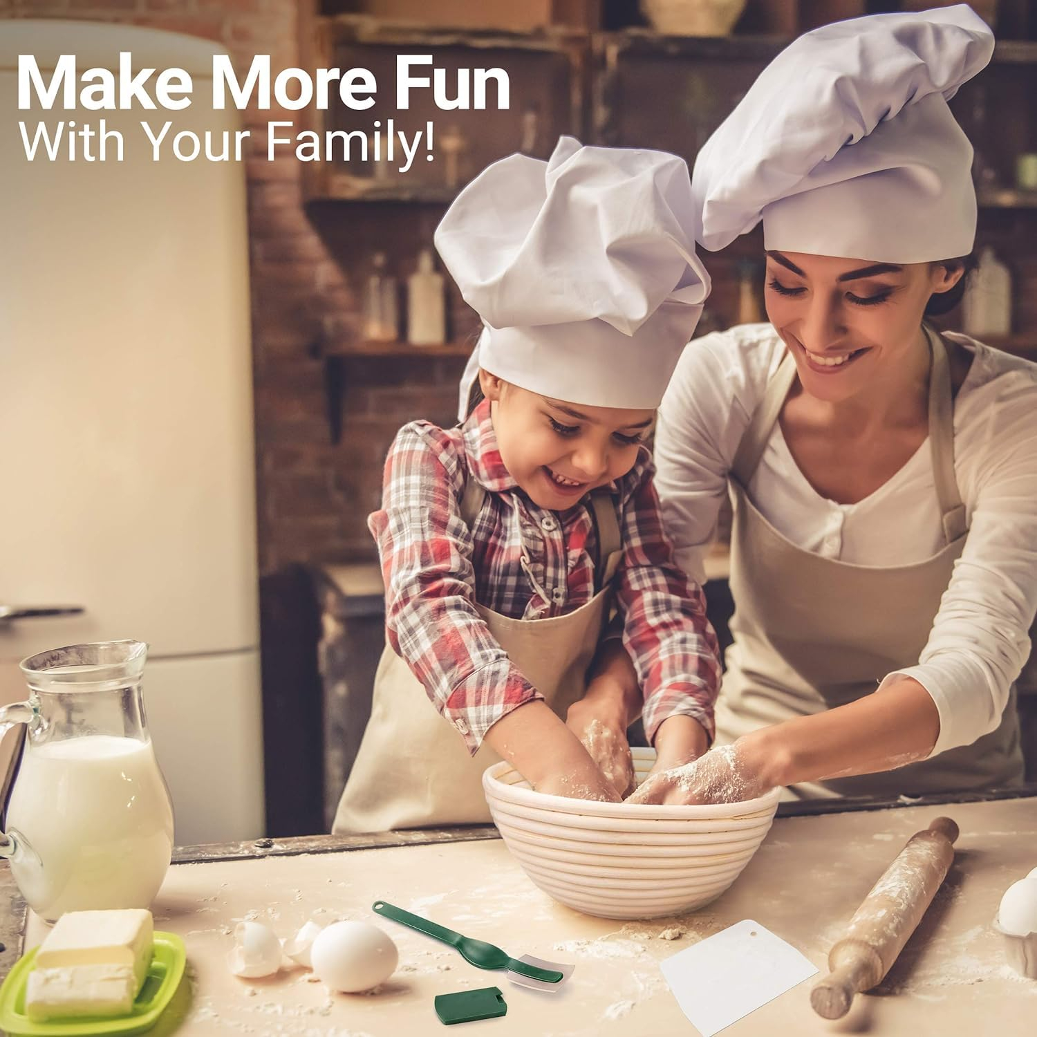 Bread Proofing Banneton Set - 9 Inch Round Natural Rattan Basket With Linen Liner Cloth and Sourdough Scraper Tool - Ideal Gift for Professional or Home Bakers