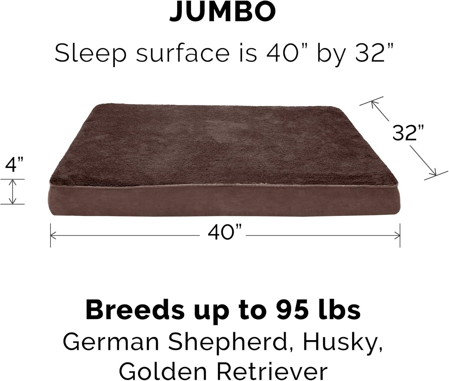 X-Large Orthopedic Chocolate Faux Fur Pet Bed