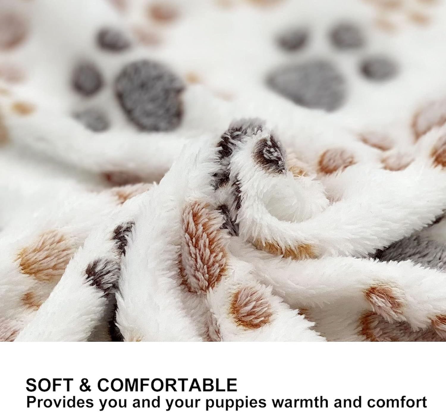 1 Pack 3 Puppy Dog Blankets Super Soft Warm Sleep Mat Fluffy Premium Fleece Pet Blanket Flannel Throw for Dog Puppy Cat - White Paw Print Medium(29"x20")