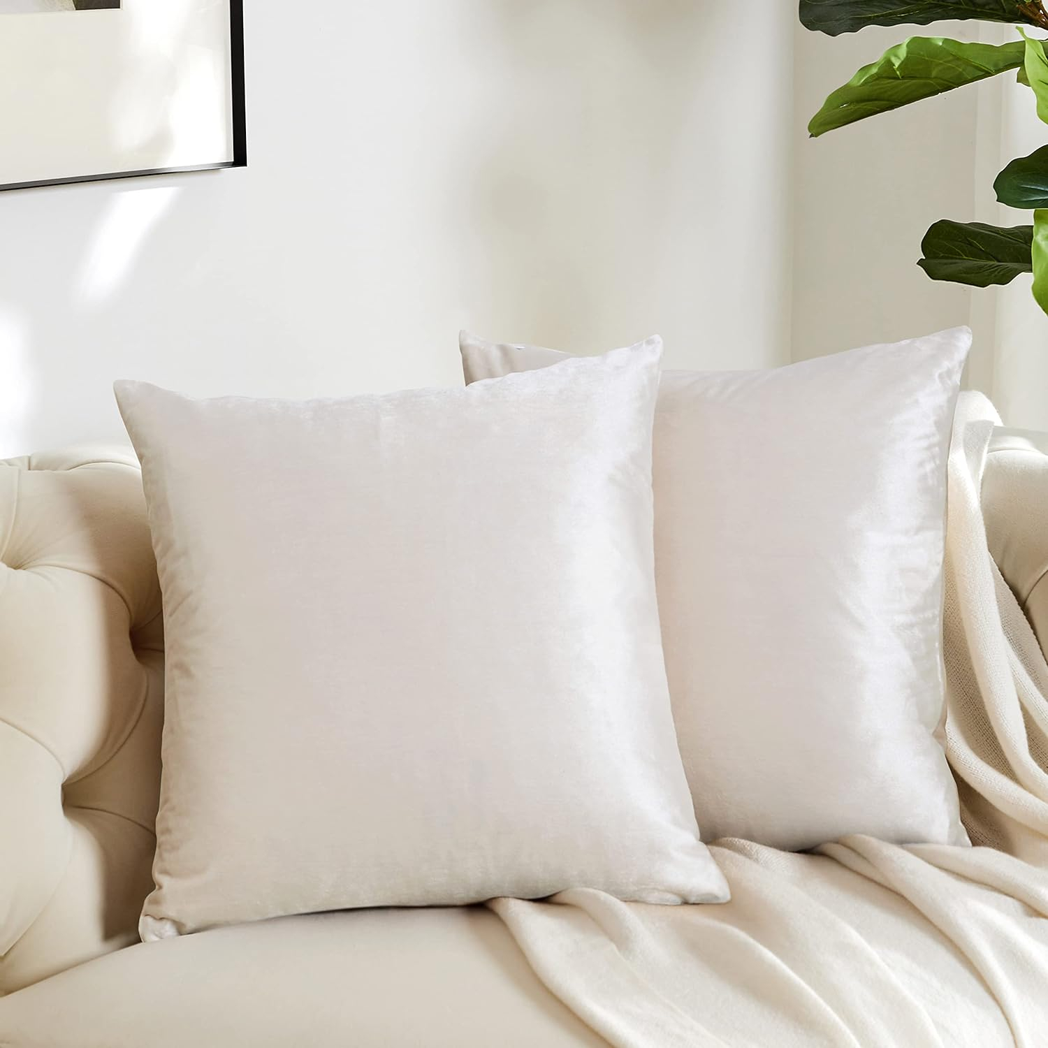Set of 2 20x20" Patterned Boucle Pillow Covers Decorative Pillows for Living Room Bed Soft Accent Pillow Cases Cream