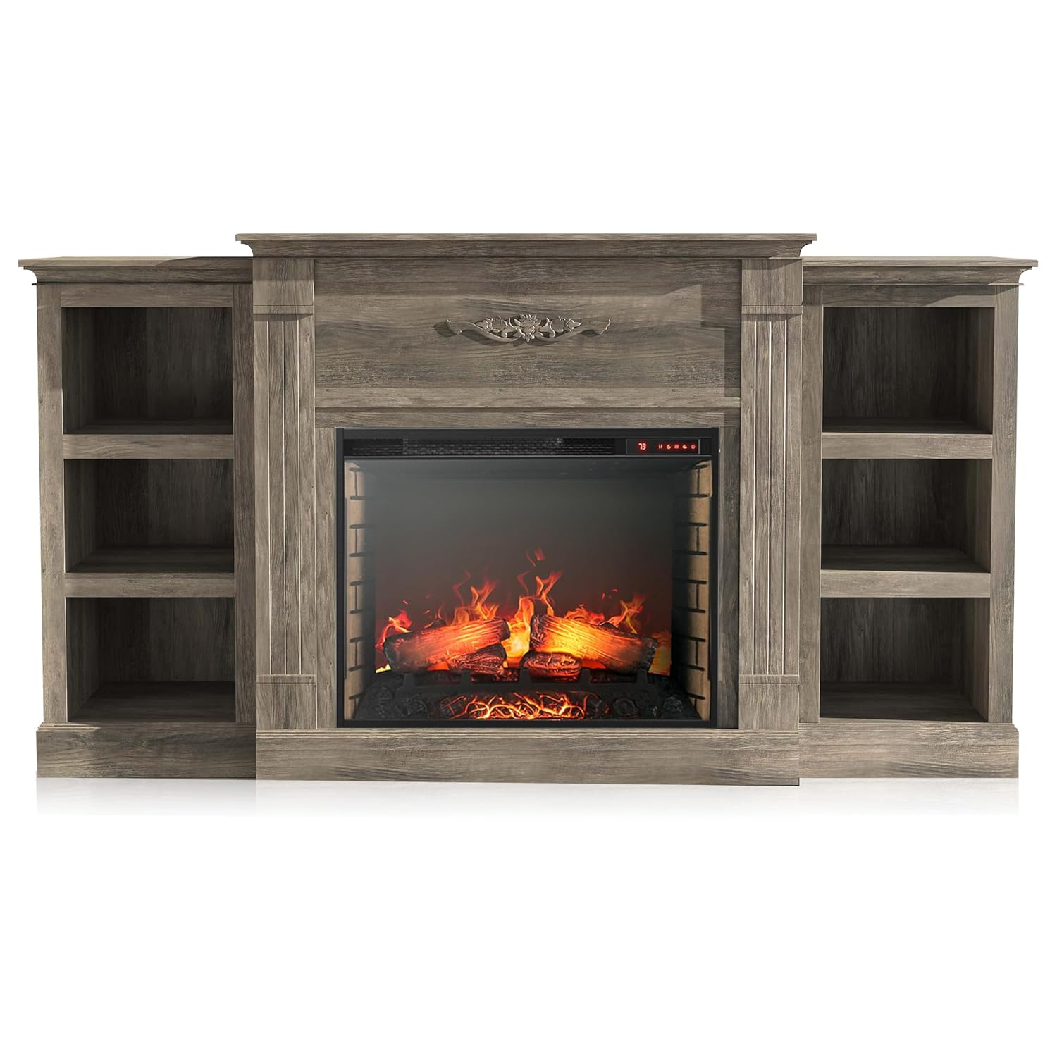 Modern 70" Electric Fireplace  TV Stand with Storage & Remote Control