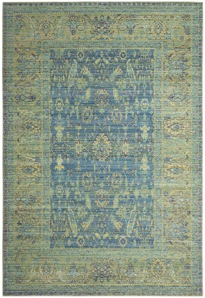 SAFAVIEH Valencia Tristen Floral Bordered Polyester Area Rug, Blue/Multi, 3' x 5'