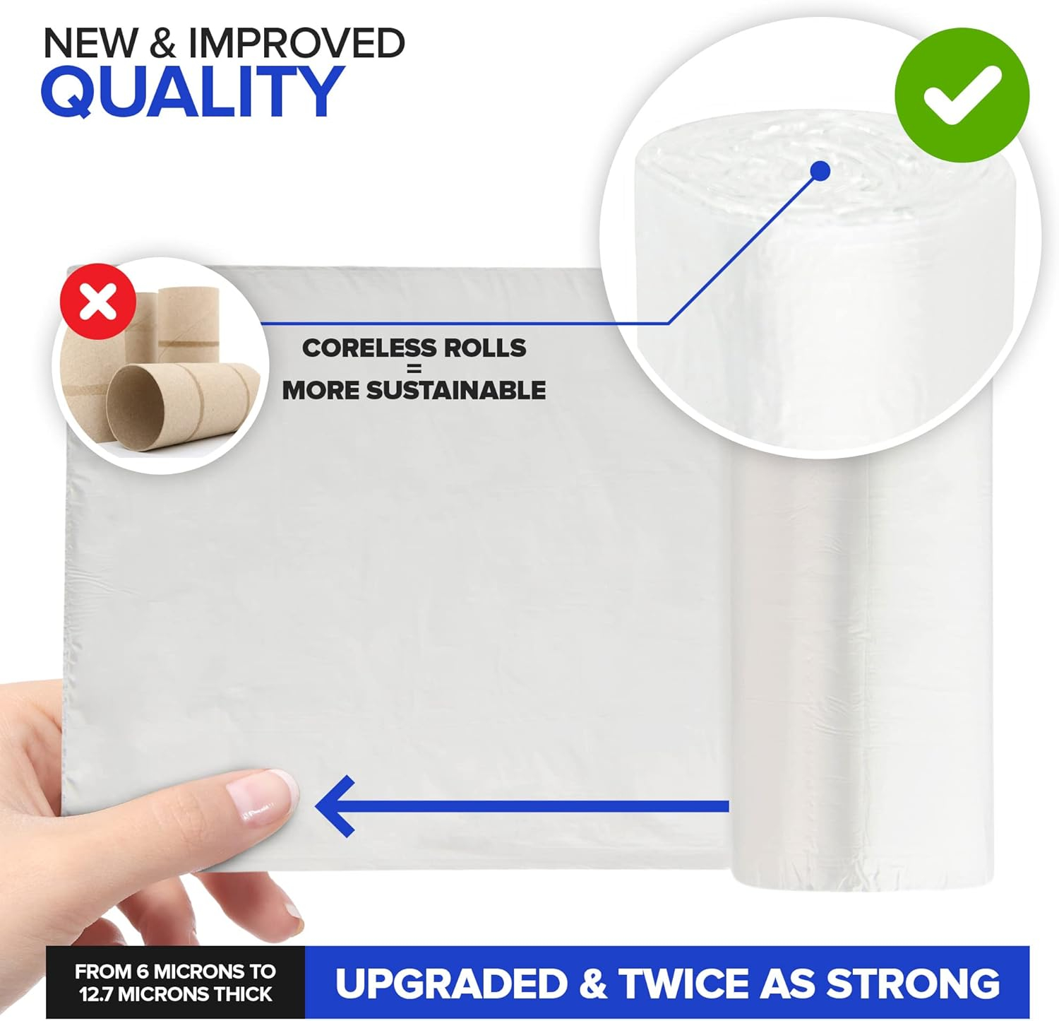 Stock Your Home Clear 2 Gallon Trash Bag (100 Pack) Un-Scented Small Garbage Bags for Bathroom Can, Mini Waste Basket Liner, Plastic Liners for Office Trashcan and Dog Poop, Bulk Household Supplies