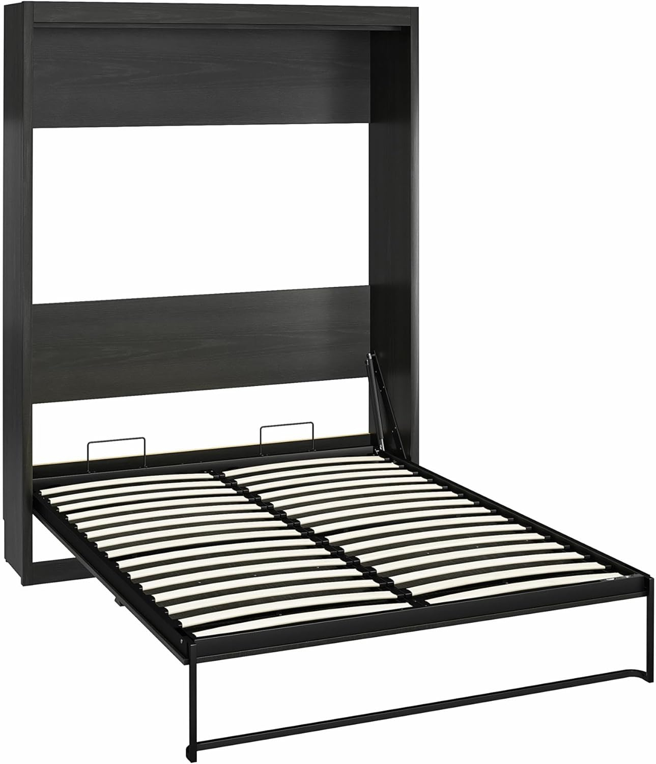 Columbia Walnut Full Size Murphy Bed with Storage and Slats