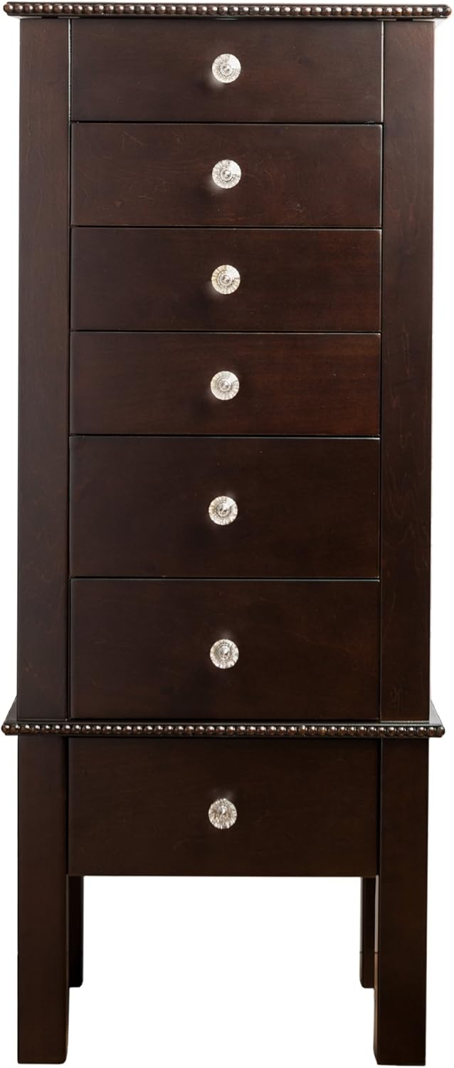 Hives & Honey - Crystal Standing Women's Wood Jewelry Armoire - Espresso