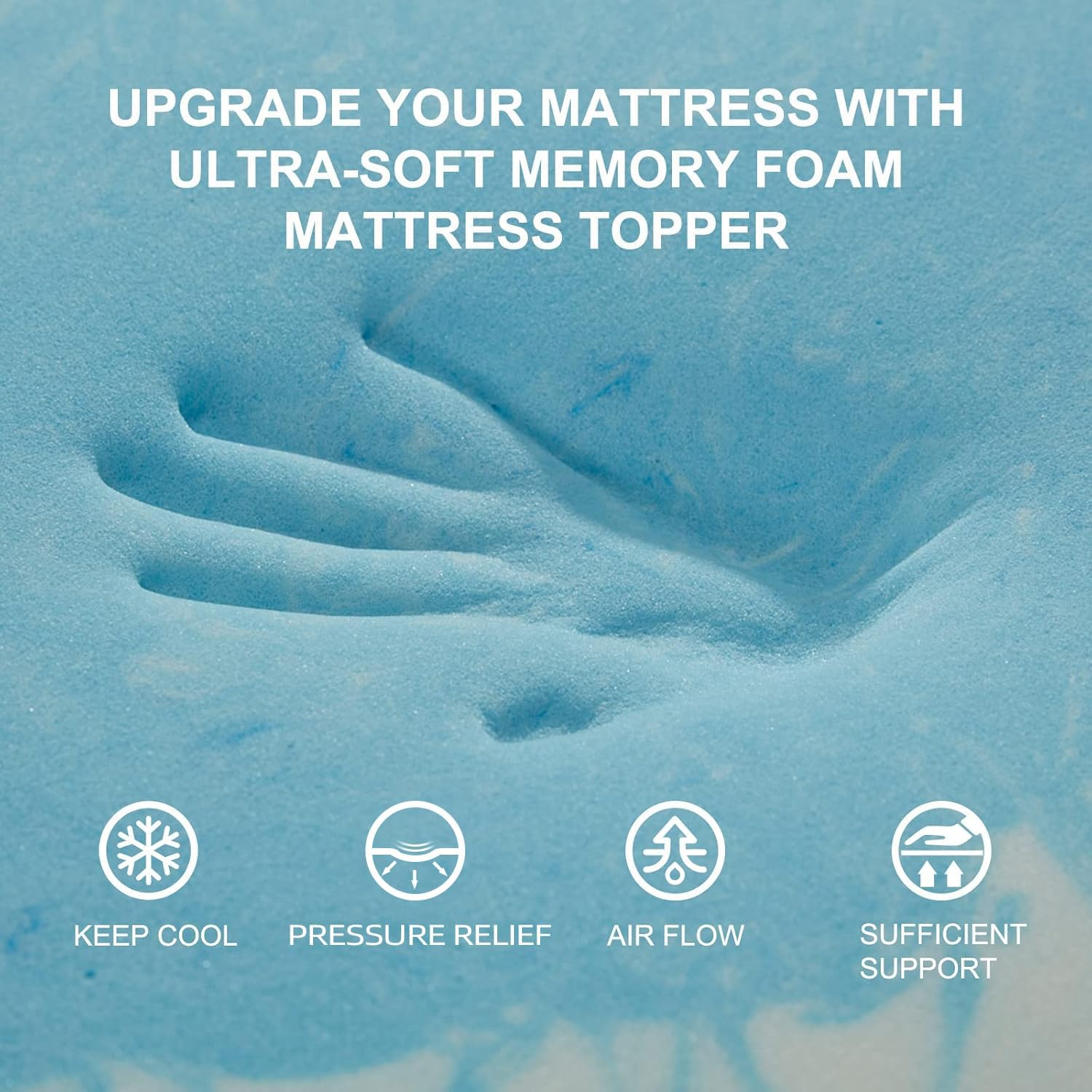 SINWEEK 3 Inch Memory Foam Mattress Topper Twin XL, Twin Extra Long Mattress Pads for College Dorm Single Bed, Pressure Relieve CertiPUR-US Certified, 39x80 Inches, Blue