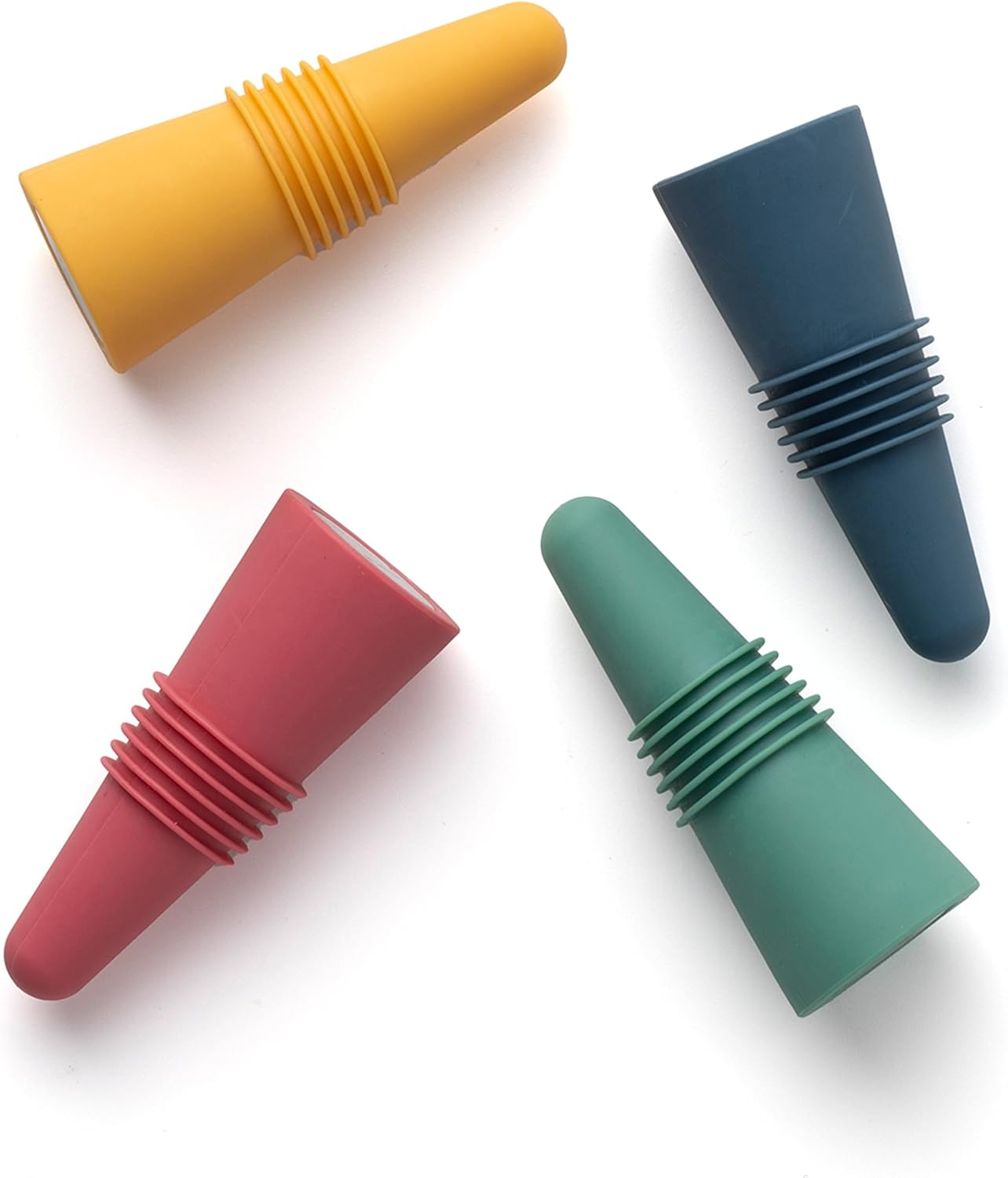 Assorted Color Silicone and Stainless Steel Wine Bottle Stoppers