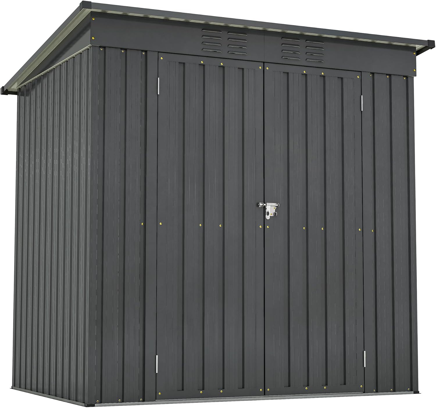 6X4 FT Outdoor Storage Shed, Waterproof Metal Garden Sheds with Lockable Door, Steel Tool Storage Buildings Shed & Outdoor Storage House for Garden, Backyard, Patio, Lawn, Trash Cans(Black)