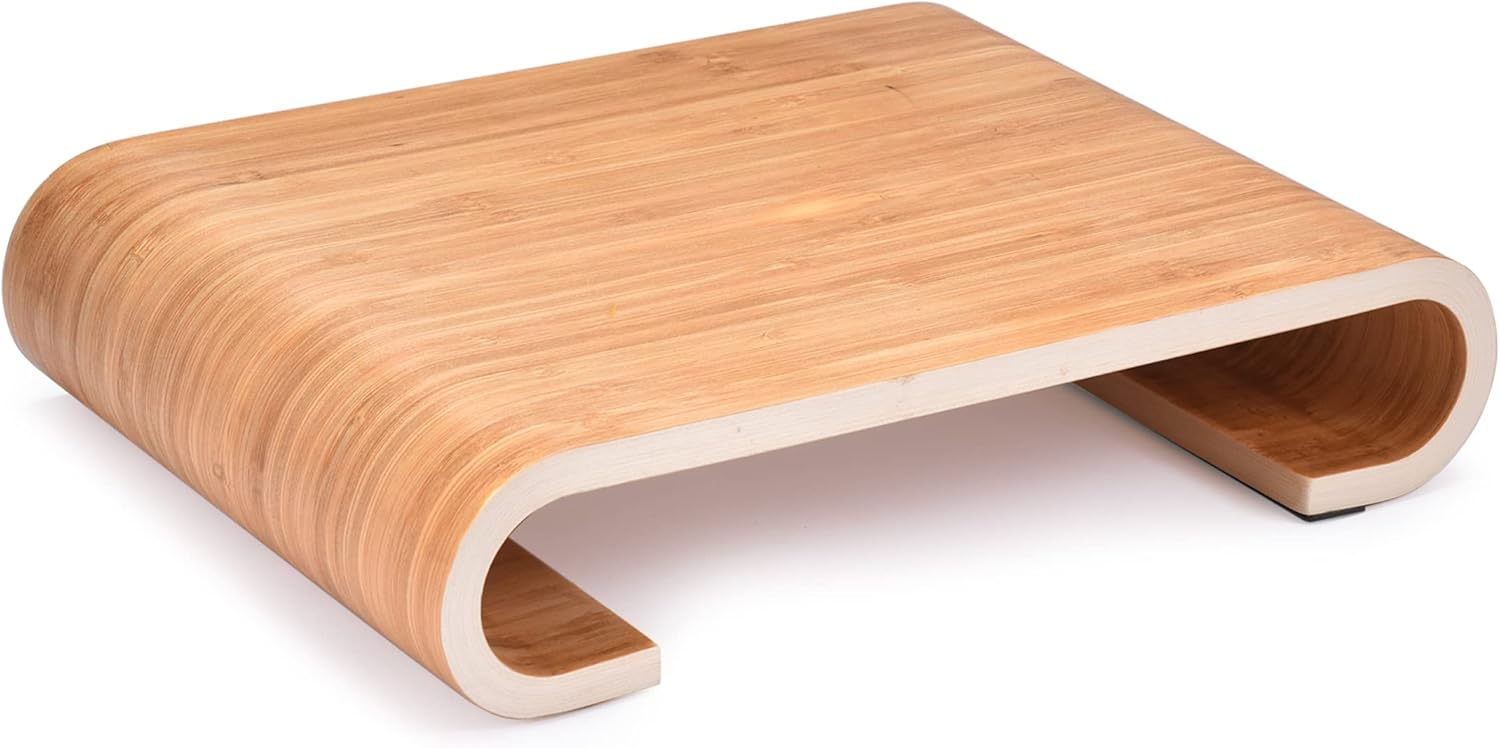 Prosumer's Choice Wood Monitor Stand Riser - Computer Desk Organizer Desktop Dock Wooden Mount Display for PC TV Screen Notebook Laptop - Bamboo
