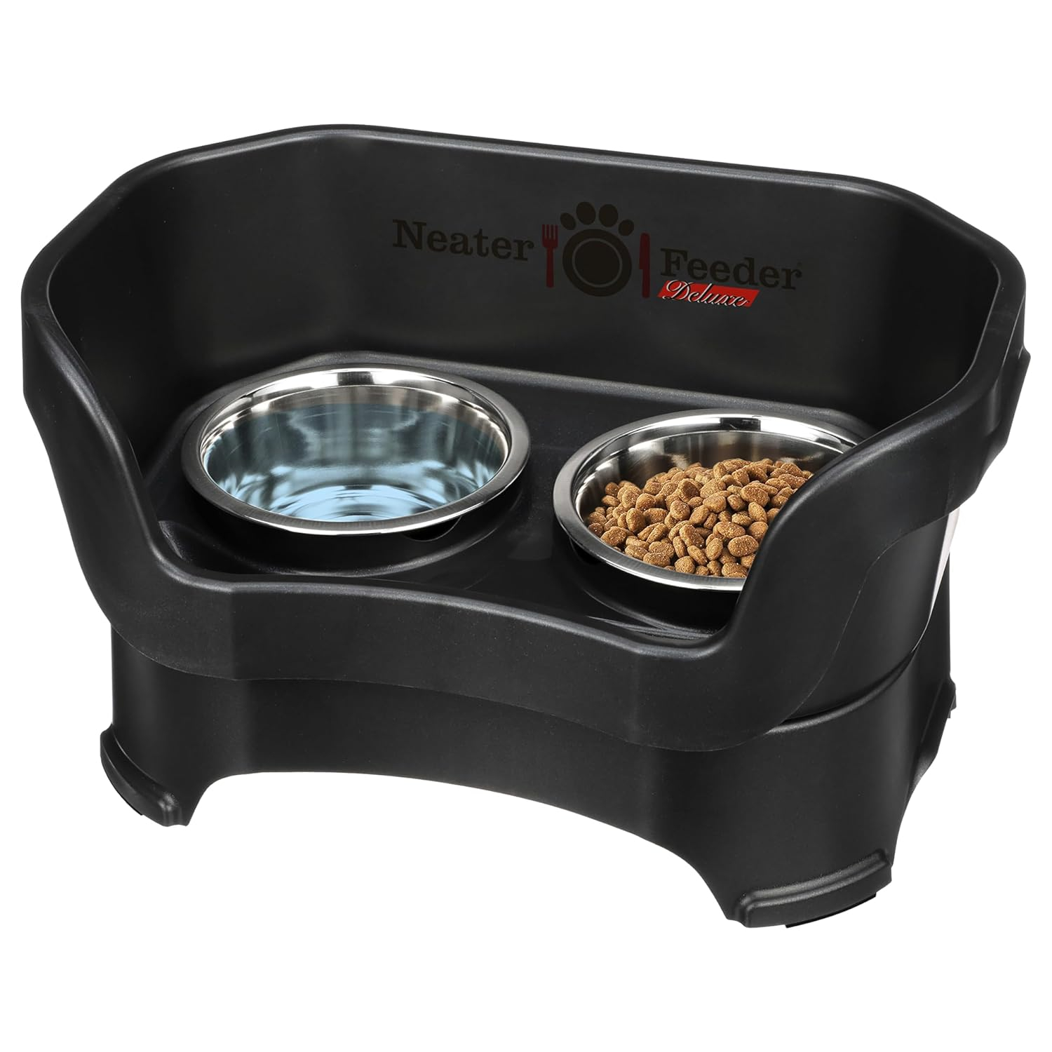 Neater Pets Neater Feeder Deluxe Mess-Proof Elevated Food & Water Bowls for Medium Dogs, Black