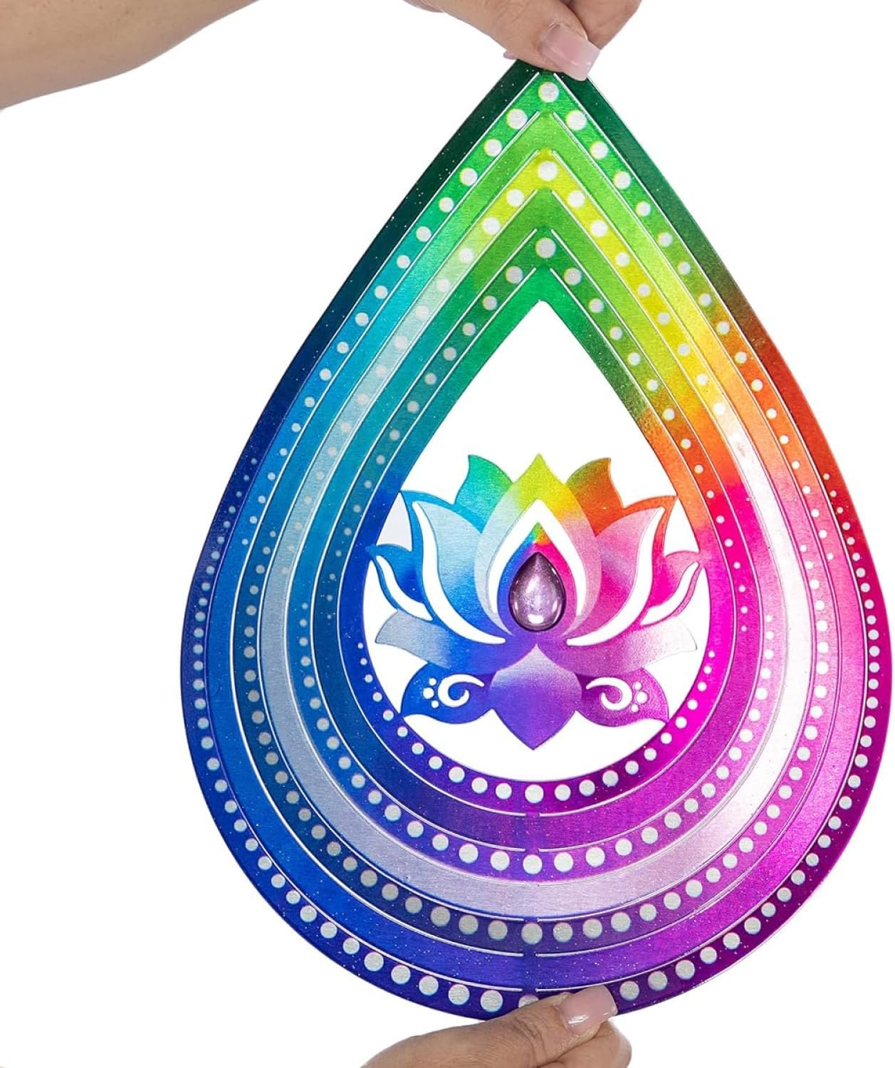 VP Home Lotus Teardrop Kinetic 3D Metal Outdoor Garden Decor Wind