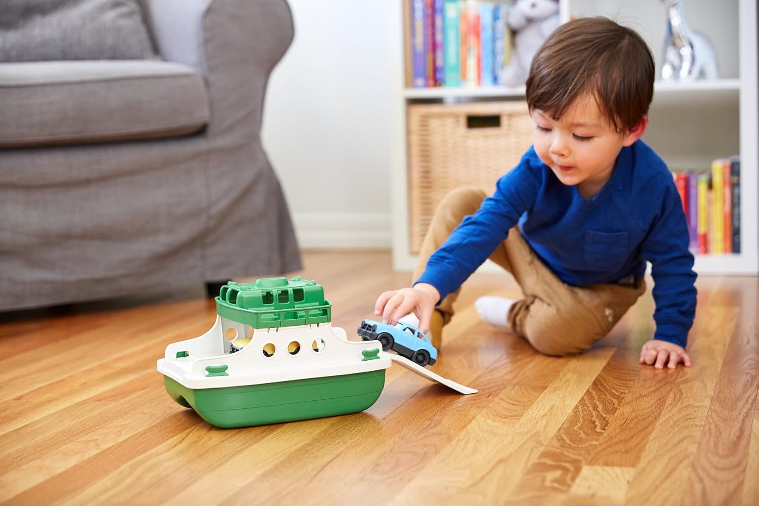 Green Toys Ferry Boat Bathtub Toy, Green/White, for Unisex Child Ages 3+