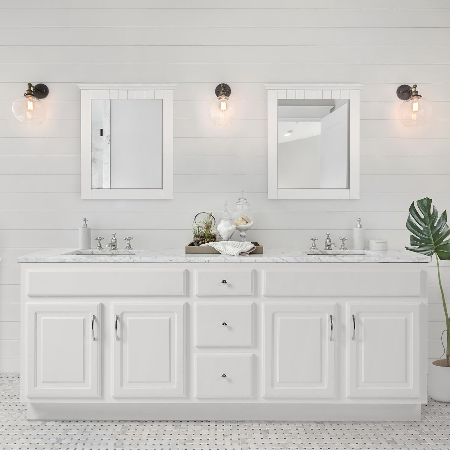 QINBI 541581-WHT Cottage Rectangle Wall Accent Traditional Wood Framed – Living Room, Bedroom, Bathroom Vanity Mirror, 24" H X 21" L, White