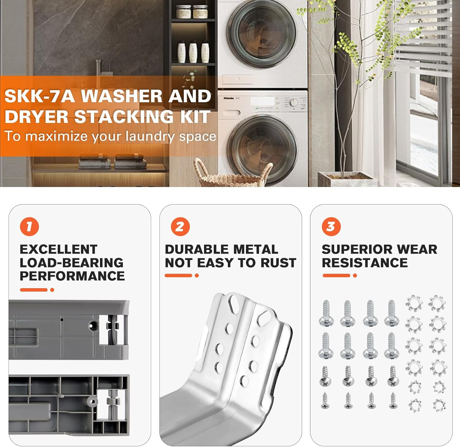 (2025 UPGRADED) SKK-7A SKK8K Dryer Stacking Kit by Beaquicy - Replacement for Samsung 27-Inch Front-Load Washers and Dryers - Samsung laundry stacking kit Replaces SKK-7A, SK-5A, SK-5AXAA, SKK-8K
