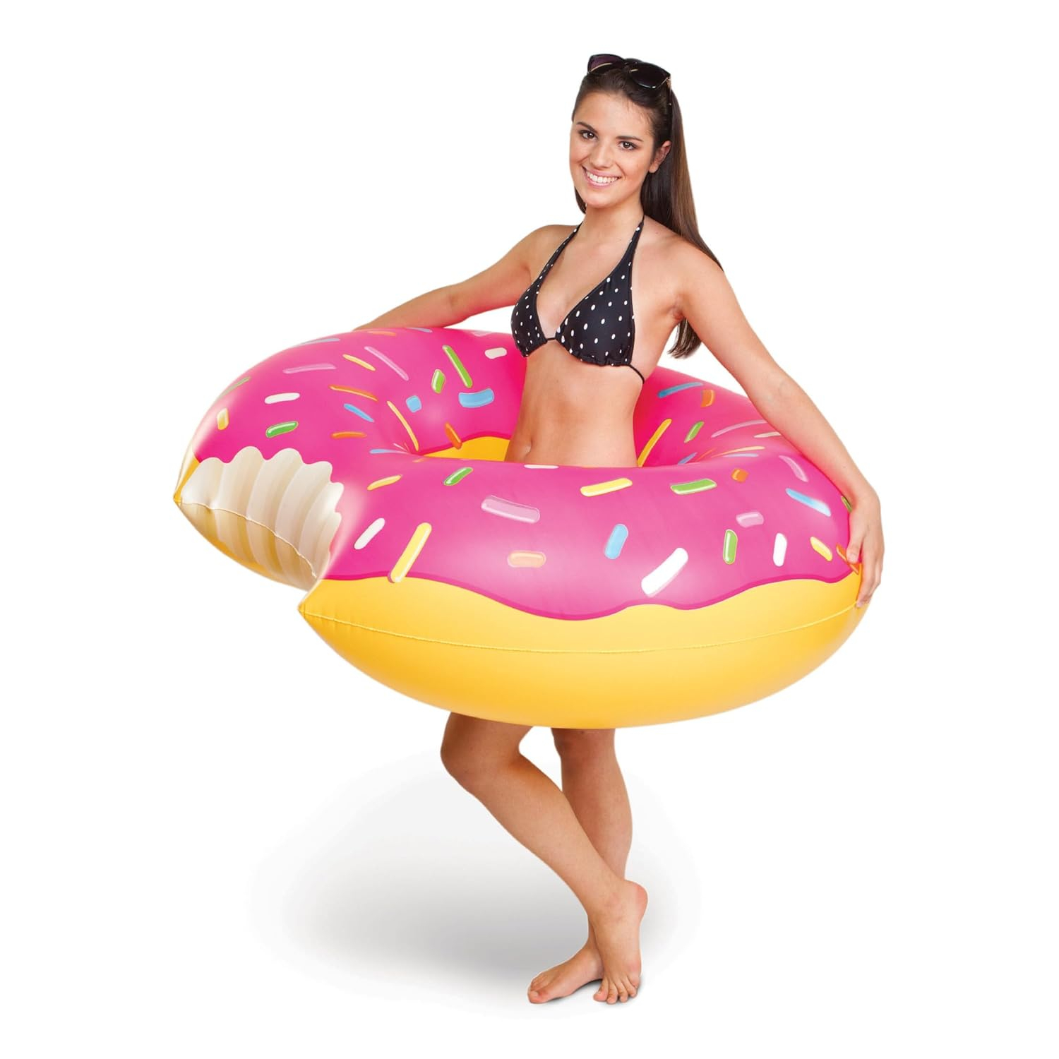 BigMouth Inc Gigantic Donut Pool Float, Funny Inflatable Vinyl Summer Pool or Beach Toy, Patch Kit Included