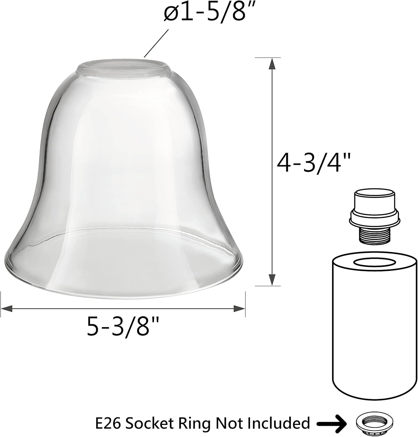 Aspen Creative 23625-60-3, Clear Glass Shade For Lighting Fixture/Vanity Light/Wall Light, Size: 5-3/8" D x 4-3/4" H, 3Pcs/Pack