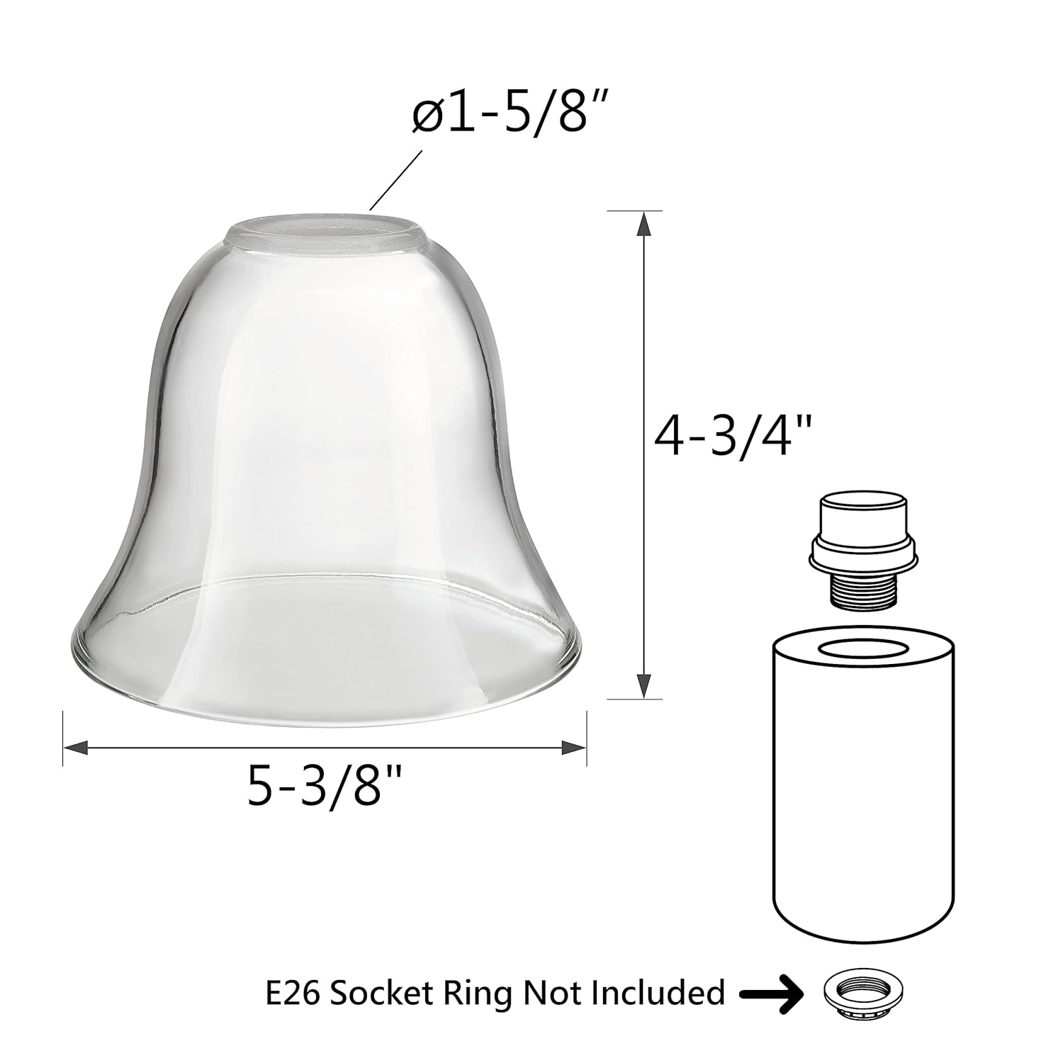 Aspen Creative 23625-60-3, Clear Glass Shade For Lighting Fixture/Vanity Light/Wall Light, Size: 5-3/8" D x 4-3/4" H, 3Pcs/Pack