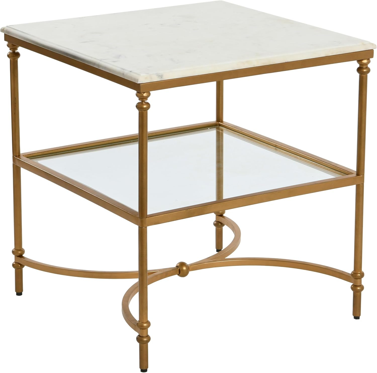Creative Co-Op Libertine Genuine Marble and Metal Coffee Table, Gold Finish