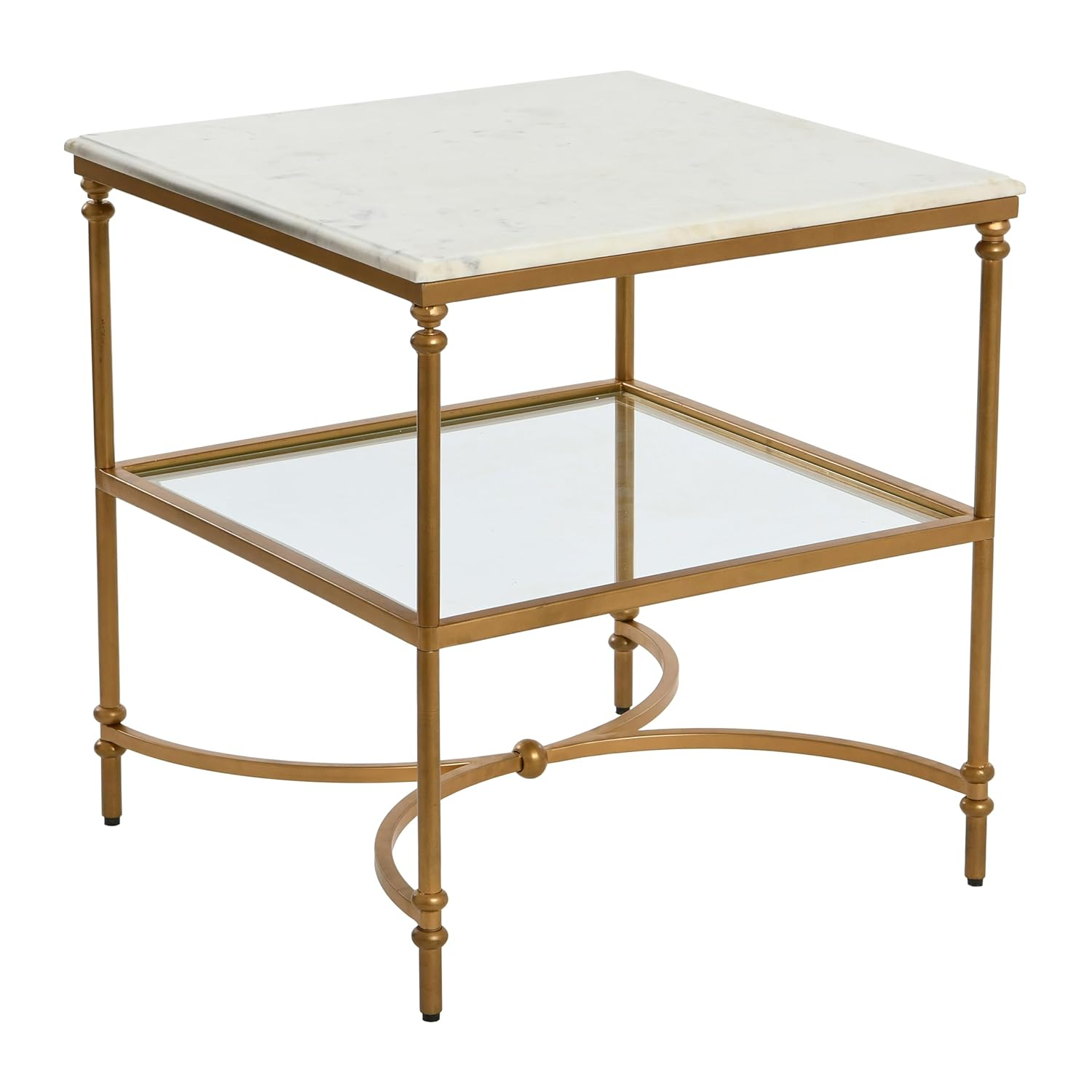 Creative Co-Op Libertine Genuine Marble and Metal Coffee Table, Gold Finish