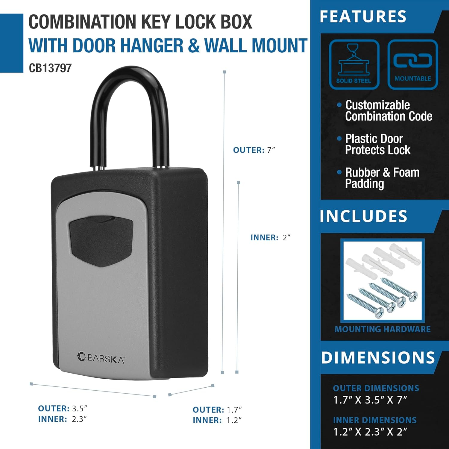 BARSKA - Key safe - combination - gray, black